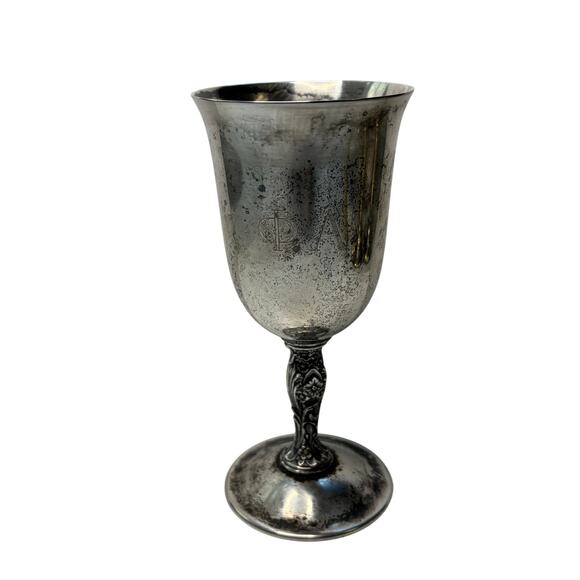 Vntg WM Rogers Silverplate Metal Goblet Chalice Phi Alpha Honor Society Etched - Picture 1 of 6